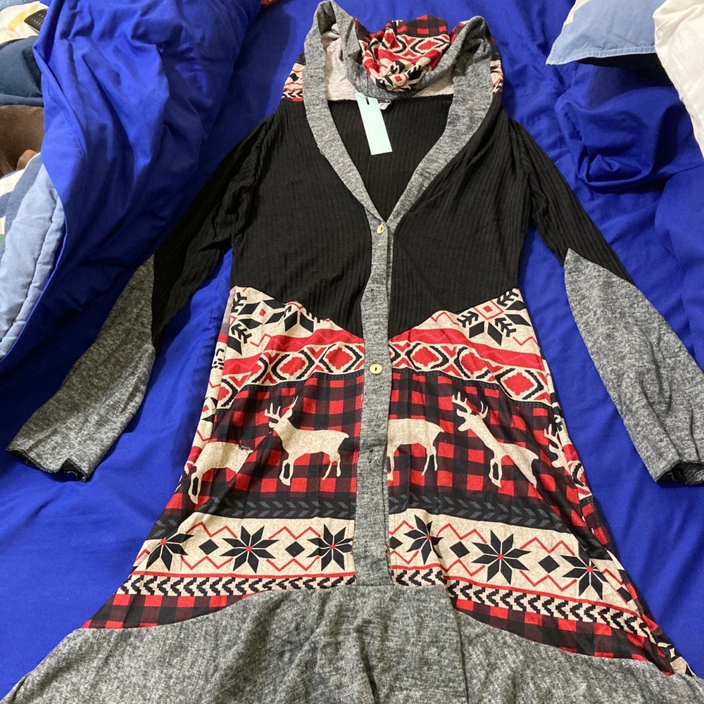 Holiday hooded sweater dresss